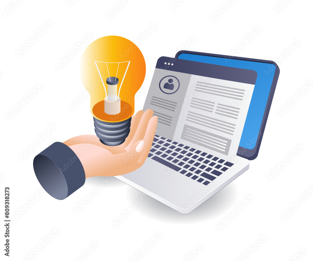 Poster Ideas for creating infographic content articles with 3D flat isometric illustrations