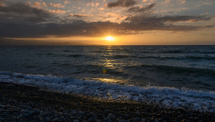 Sunset in Cyprus. The sun sets in the Mediterranean. 1