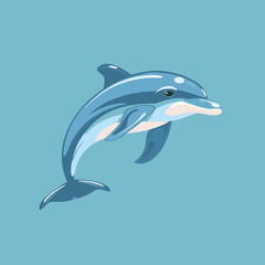 Obraz premium Illustration of a leaping dolphin on a light blue background.