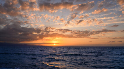 Beautiful sunset over the Mediterranean sea in Cyprus