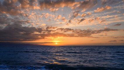 sunset over the Mediterranean Sea. Evening landscape of Cyprus. 2
