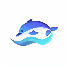 Fototapeta premium Waves Dolphin Logo: Minimalist Design Conveying the Elegance of Marine Life in Motion