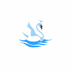Fototapeta premium Lake Swan Logo: Minimalist Design Reflecting the Grace of Aquatic Birds in Natural Serenity