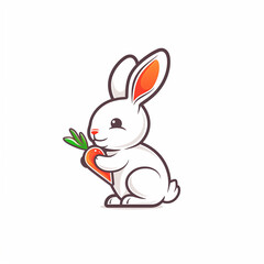 Obraz premium Carrot Rabbit Logo: Minimalist Design Reflecting the Whimsical Appeal of Garden Life