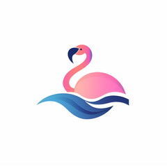 Fototapeta premium Water Flamingo Logo: Minimalist Design Reflecting the Grace of Avian Aquatic Life