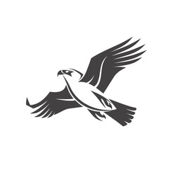 Obraz premium Stylized black and white illustration of an eagle in flight.