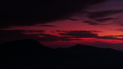 Sunset in mountains.