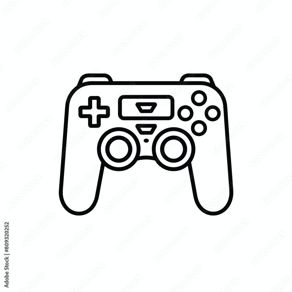 Poster outline of a video game controller on a plain white background.