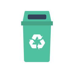 Isolated green recycled trash bin symbol
