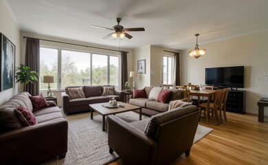 Fototapeta premium Tranquil Living Room with Plush Velvet Sofa