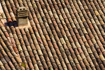 Tiles roof with chimney