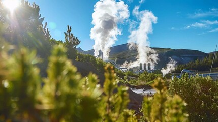 Harnessing the Earth's Core: A Geothermal Power Plant Utilizes Steam for Clean Energy Production
