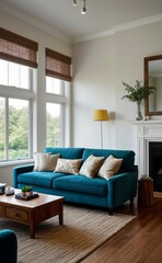 Obraz premium Tranquil Living Room with Plush Velvet Sofa