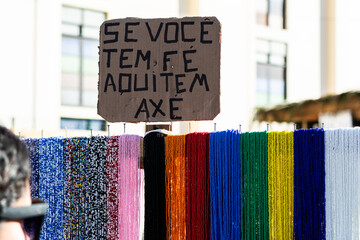 View of souvenirs the day before the Iemanja festival in the city of Salvador, Bahia.