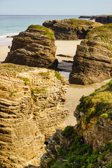 Ocean at low tide. Cathedrals Beach in Galicia Spain.