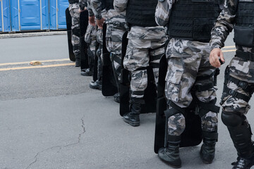 Military police soldiers are seen during Brazil's independence parade in the city of Salvador,...