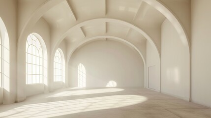 Conceptual interior empty room with arched ceiling. Generative Ai