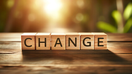 Wooden Blocks Convey Motivation and Change Ahead