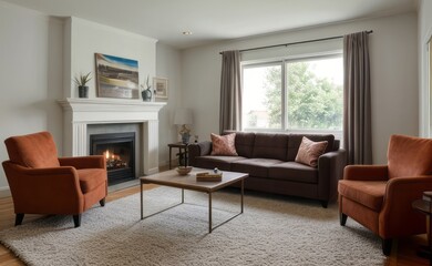 Tranquil Living Room with Plush Velvet Sofa