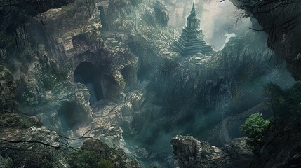 The mystical aura of this fantasy landscape beckons adventurers to explore its hidden. Generative Ai