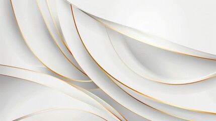 Abstract white waves with gold accents background