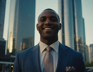 successful black businessman smiling