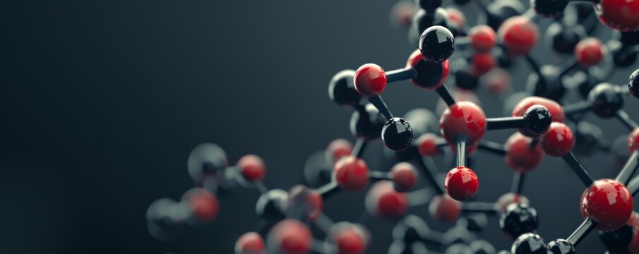 Molecular structure model on dark background
