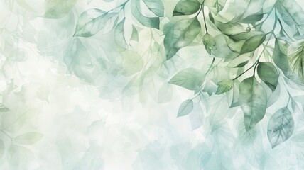 A green foliage painting that is suitable for creating an invitation letter or a greeting card.