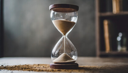 sand running through hourglass bulbs, symbolizing passage of time, life transitions, retirement, and freedom