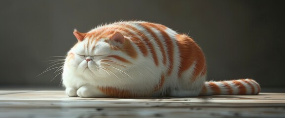 A Big White Cat With Brightly Colored Stripes Sports A Sleepy Face, Eliciting Amusement With Its Endearing Expression, High quality photography	
