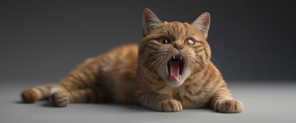 A British Shorthair Cat Strikes A Playful Pose In A Studio Shot, With Its Tongue Poking Out, Adding A Touch Of Whimsy To Its Dignified Demeanor, High quality photography	