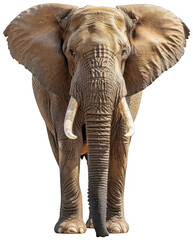 an elephant with large tusks standing against a white background, transparent background png