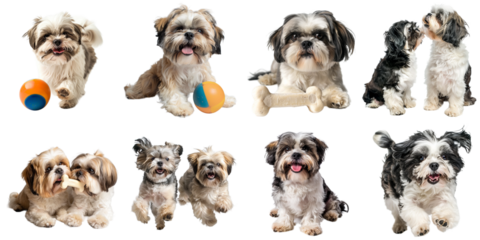 Shitzu dog png collection set no background for sample decoration.