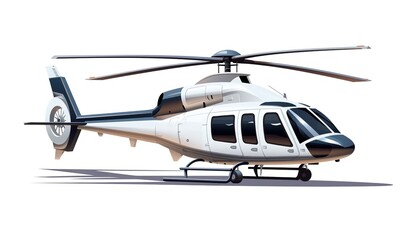 3D Rendering of Metallic Helicopter Isolated on White Background.