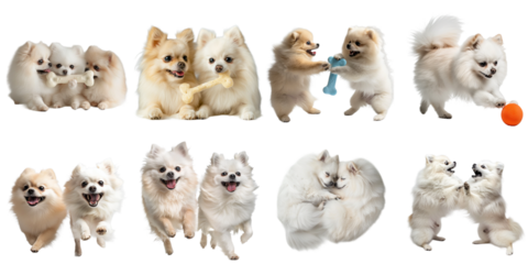 Pomeranian dog transparent isolated collection in 3d png for all purpose.