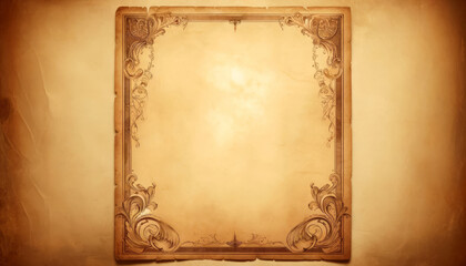 Aged Beige Parchment with Artistic Flourish Frame