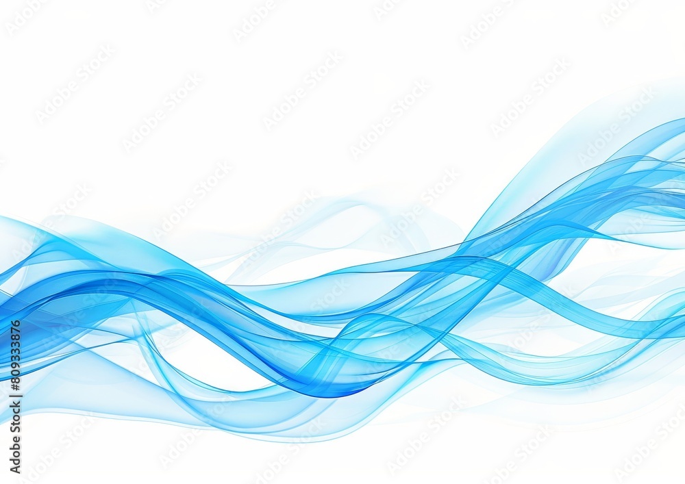 Aufkleber elegant and sophisticated abstract blue wave background with smooth flowing curves and fluid technol