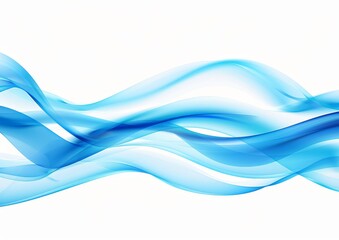 Obraz premium Elegant abstract blue wave design on a clean white background, suitable for depicting themes of fluidity, movement, technology, and modern, sleek graphical elements in digital or print formats