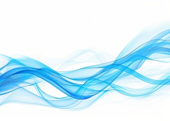 Obraz premium Elegant and sophisticated abstract blue wave background with smooth flowing curves and fluid technology design on a clean white backdrop. Airy. And tranquil simplicity