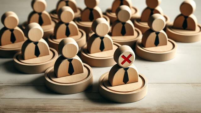 Wooden Tokens Symbolize Job Loss Unemployment Concept