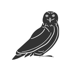 Owl Barn Icon Silhouette Illustration. Bird Vector Graphic Pictogram Symbol Clip Art. Doodle Sketch Black Sign.