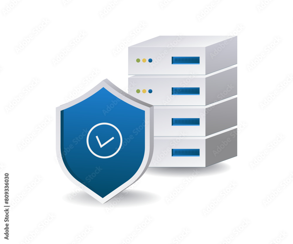 Aufkleber data server security infographic 3d illustration flat isometric