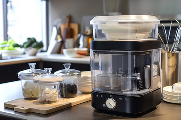 A compact food processor with a storage case for accessories, keeping everything organized. - Powered by Adobe