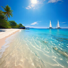 Beautiful beach relaxing tropical view