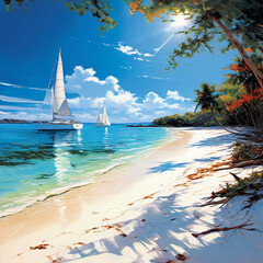 Beautiful beach relaxing tropical view