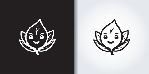 cute leaves mascot logo