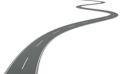Winding highway heading towards the goal. 3d rendering