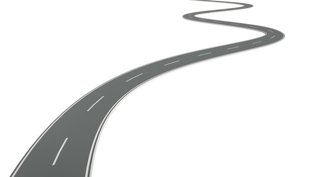 Winding highway heading towards the goal. 3d rendering