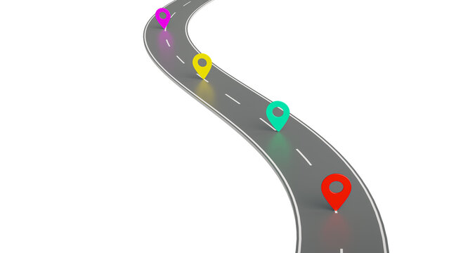 Roadmap for plan implementation and markers installed along the way. 3d rendering