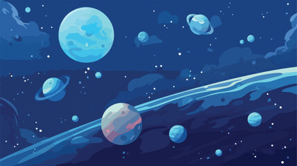 Space planet with asteroids and star dust for a gal
